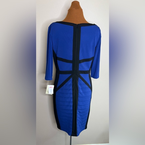 NWT Sangria Royal Blue Black Envelope Flap Dress Deep V Neck Size 12 - Picture 5 of 12